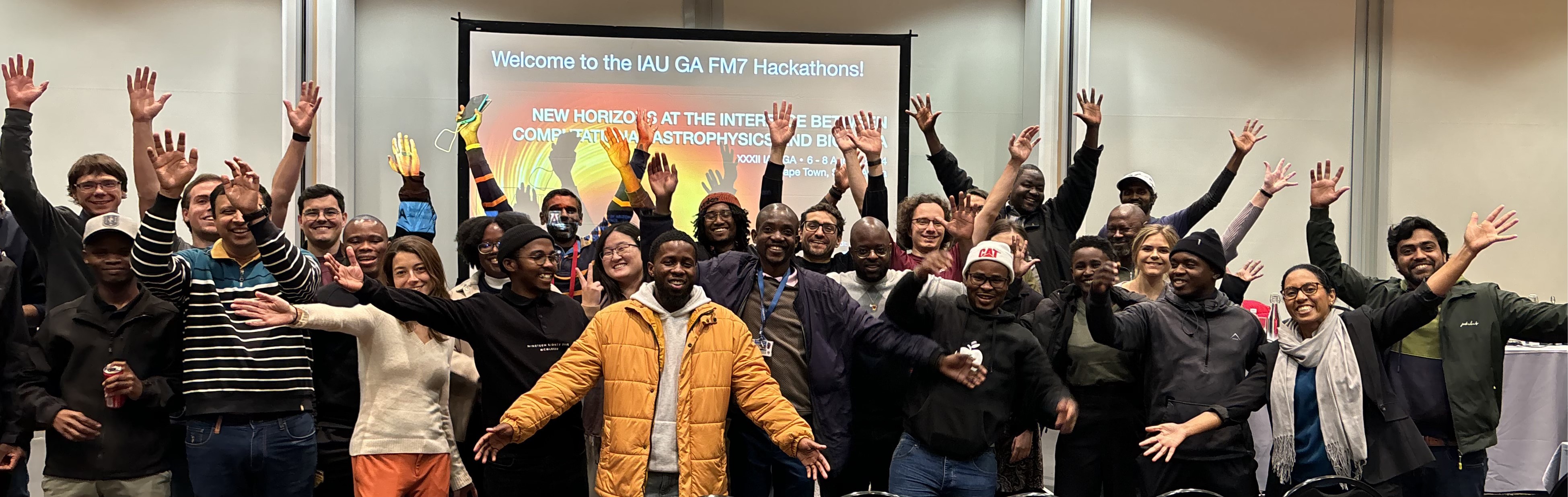 Participants at a data school or hackathon using ilifu